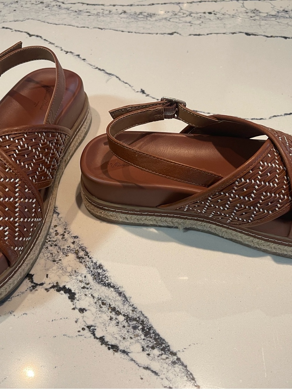 Universal Thread Brown Woven Slingback Platform Sandals